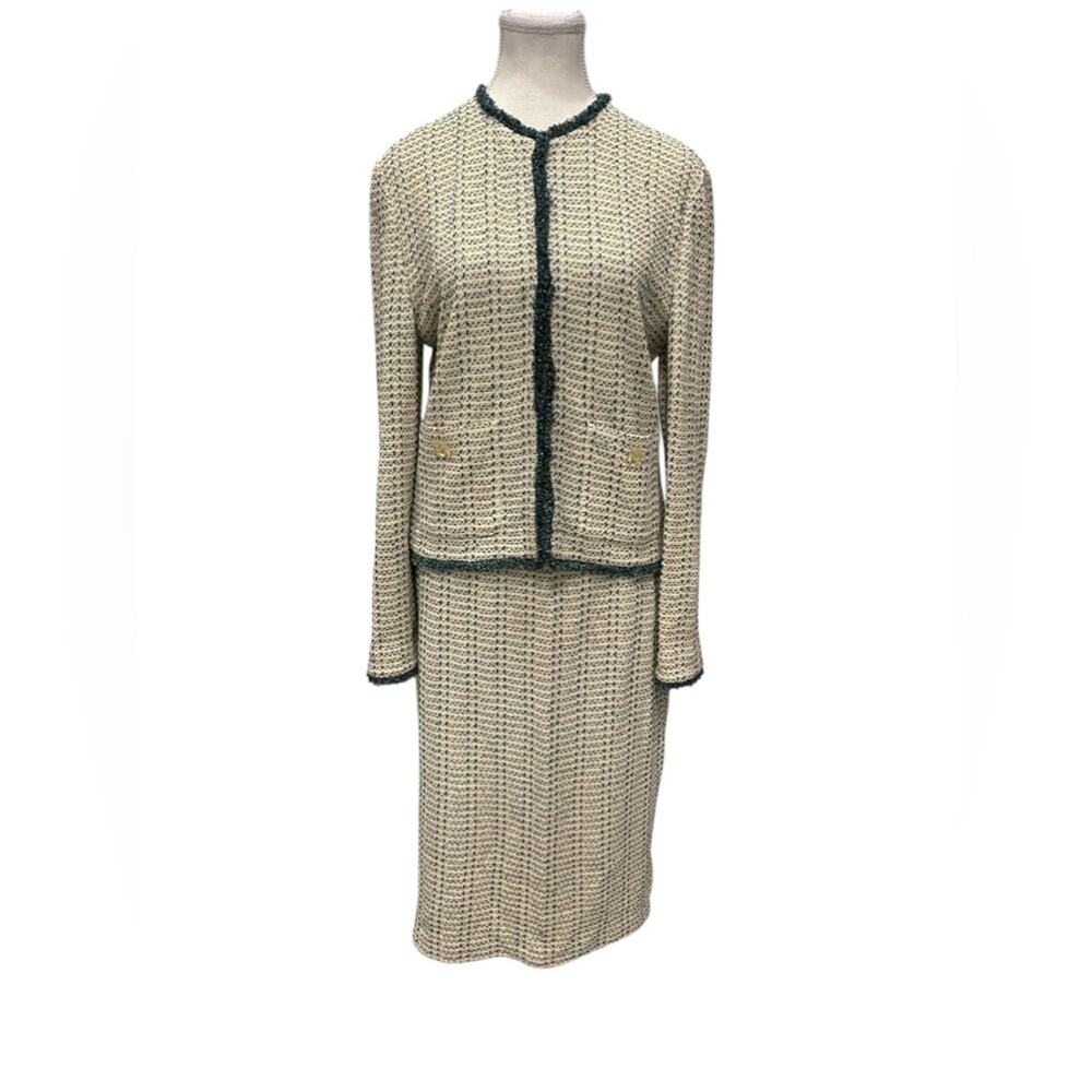 ST JOHN Collection by Marie Grey Tweed Jacket Sz:8 & Skirt Sz:10